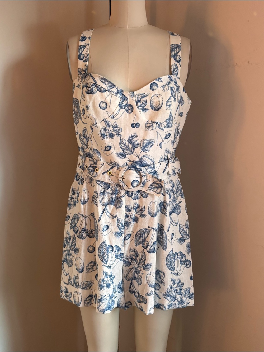 Christian Lacroix Linen Blend Floral Fruit Pattern Romper